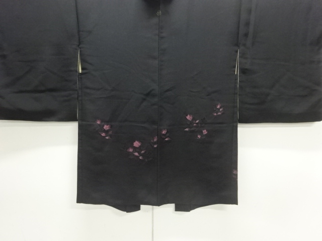JAPANESE HAORI COAT / WOVEN FLOWER & PLANT / ONE CREST 